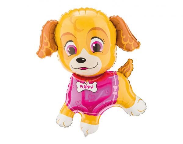H&uuml;ndchen Rosa - Folienballon - 35 cm