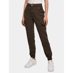 lässige URBAN CLASSICS Damen Jeans Stretch Reißverschluss Taschen mit Baumwolle Braun