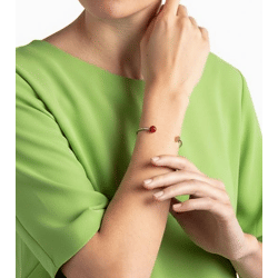 Moderner Calvin Klein Damen Armreif Edelstahl-Armband mit roter Kugel und goldener Metallscheibe Arm-Schmuck Größe XS KJ9RJF1402 Gold