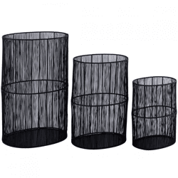 PTMD Windlicht Javi Metall schwarz 50 cm Satz von 3