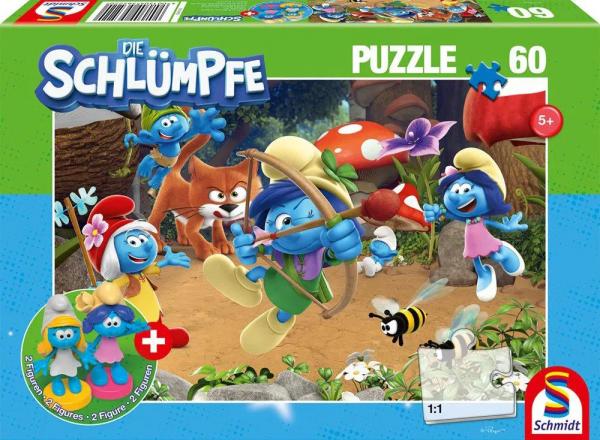 Azrael in Schlumpfhausen - 60 Teile Puzzle mit Add-on (2 Figuren)