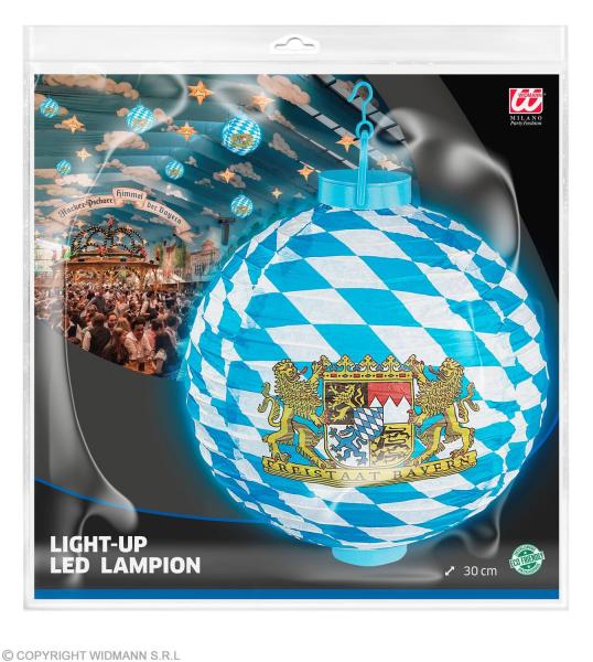 LED LAMPION BAYERN MIT 2 WEISSEN LED LICHTERN 30 cm