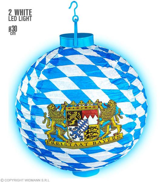 LED LAMPION BAYERN MIT 2 WEISSEN LED LICHTERN 30 cm