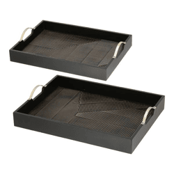 Decorative tray wood, set of 2