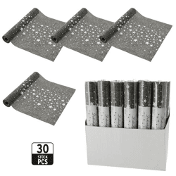 Decorative fabric gray, white stars, approx. 28x200cm