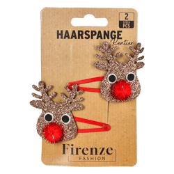 Haarspange, Klammer, Rentier, Glitzer, 2er Set