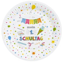 Pappteller Hurra Schule, 8er Set, ca. 23cmD