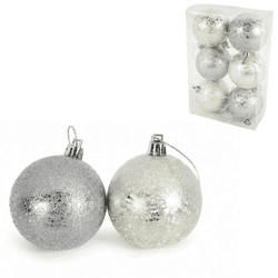Weihnachtskugeln „Mirror“, silberfarben, 5,5 cm, 6er-Set