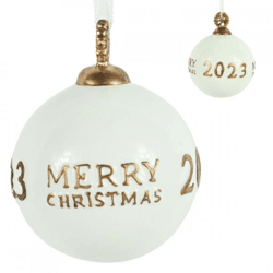 Weihnachtskugel Frohe Weihnachten 2023 Porzellan 11 cm