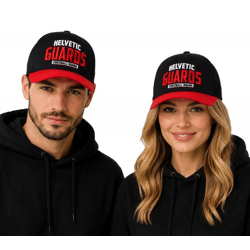 European League of Football Helvetic Guards Unisex Trucker Cap Snapback mit Mesh Schwarz/Rot 
