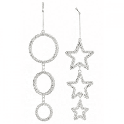 J-Line Anhänger „Glitter“, silberfarben, 17,5 cm, 2 Stück, sortiert
