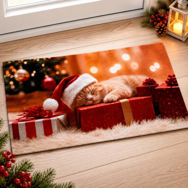Weihnachts-Fußmatte „Katze“, 40 x 60 cm