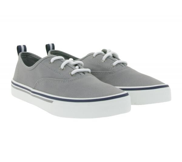 SPERRY Crest CVO Canvas Damen Freizeit-Sneaker mit Memory-Foam Sohle Alltags-Schuhe Schn&uuml;r-Schuhe STS84830 Grau/Wei&szlig;