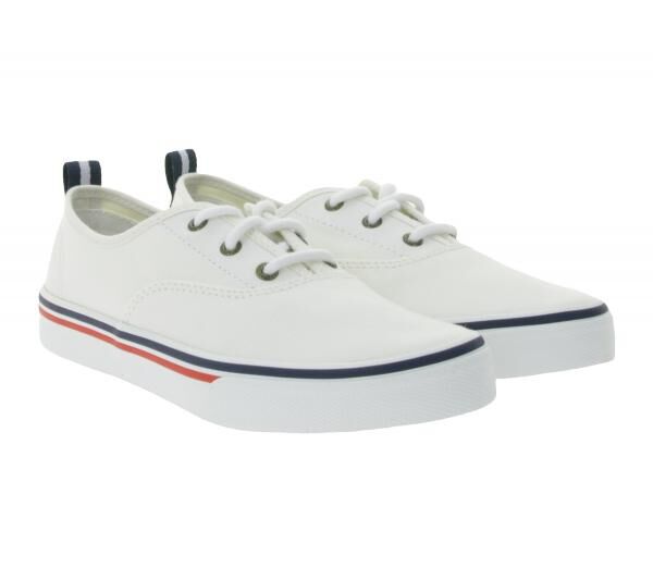 SPERRY Crest CVO Canvas Damen Freizeit-Sneaker mit Memory-Foam Sohle Alltags-Schuhe Schn&uuml;r-Schuhe STS84828 Wei&szlig;/Braun