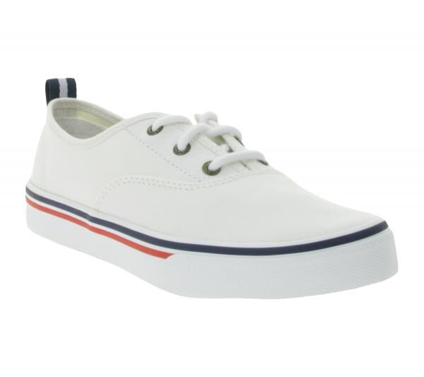 SPERRY Crest CVO Canvas Damen Freizeit-Sneaker mit Memory-Foam Sohle Alltags-Schuhe Schn&uuml;r-Schuhe STS84828 Wei&szlig;/Braun