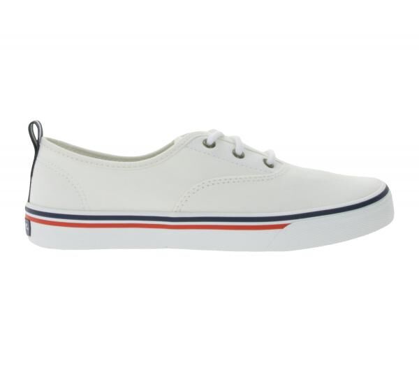 SPERRY Crest CVO Canvas Damen Freizeit-Sneaker mit Memory-Foam Sohle Alltags-Schuhe Schn&uuml;r-Schuhe STS84828 Wei&szlig;/Braun