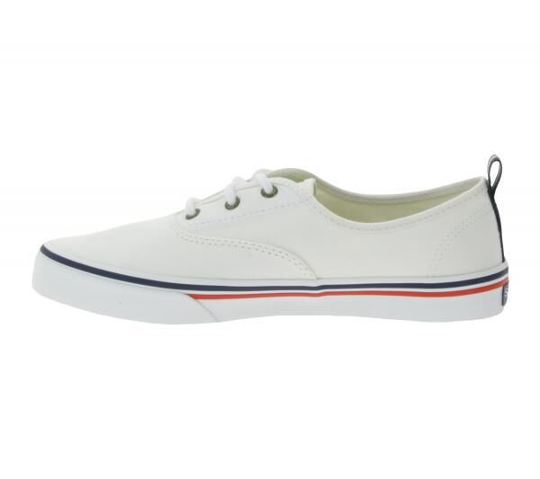 SPERRY Crest CVO Canvas Damen Freizeit-Sneaker mit Memory-Foam Sohle Alltags-Schuhe Schn&uuml;r-Schuhe STS84828 Wei&szlig;/Braun