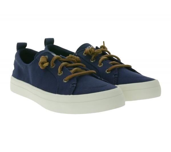 SPERRY Crest Vibe Canvas Damen Freizeit-Sneaker Alltags-Schuhe Schlupf-Schuhe STS81904 Dunkelblau/Braun