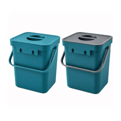 Bio-Abfall-Eimer 5 Liter mit Tragehenkel Mülleimer Haushalt 24x16 x15 cm Blau oder Blau/Grau