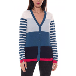 KangaROOS Damen Strickjacke Feinstrick-Jacke im Colour-Block Design 66591238 Blau/Pink