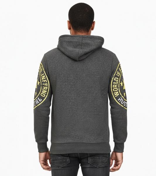 Vielseitiger Kapuzen-Pullover f&uuml;r Herren mit coolen Markenprints Hoodie Sweater 19078 Anthrazit