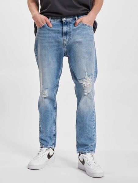 moderne Calvin Klein Herren Jeans Straight Fit Rei&szlig;verschluss Taschen mit Baumwolle Blau