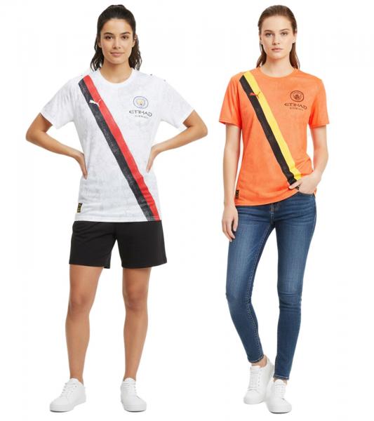 offizielles PUMA Manchester City 2025/26 Damen KidSuper Trikot nachhaltiges Premier League Fu&szlig;ball-Shirt 701235028 in Wei&szlig; oder Orange