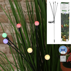 LED solar garden plug, Firefly, colorful, approx. 67cmH