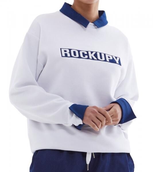 ROCKUPY Damen Sweatshirt Baumwoll-Shirt Winter-Sweater mit Logo-Stickerei RPW20_040302 001 Wei&szlig;