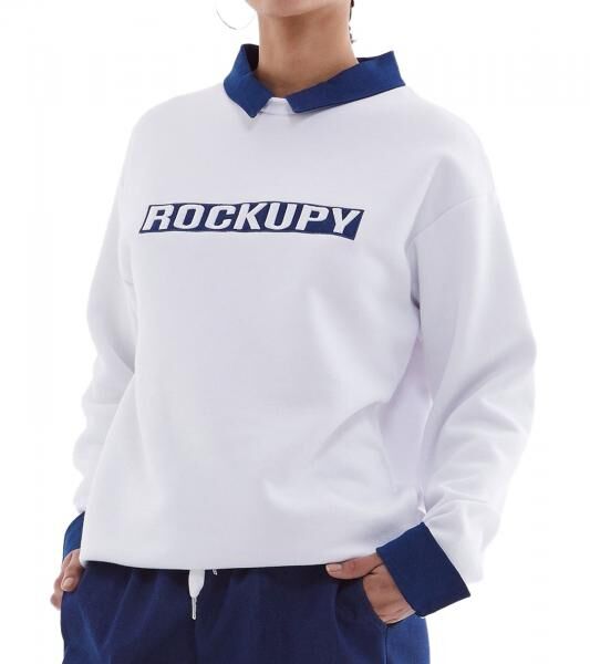ROCKUPY Damen Sweatshirt Baumwoll-Shirt Winter-Sweater mit Logo-Stickerei RPW20_040302 001 Wei&szlig;