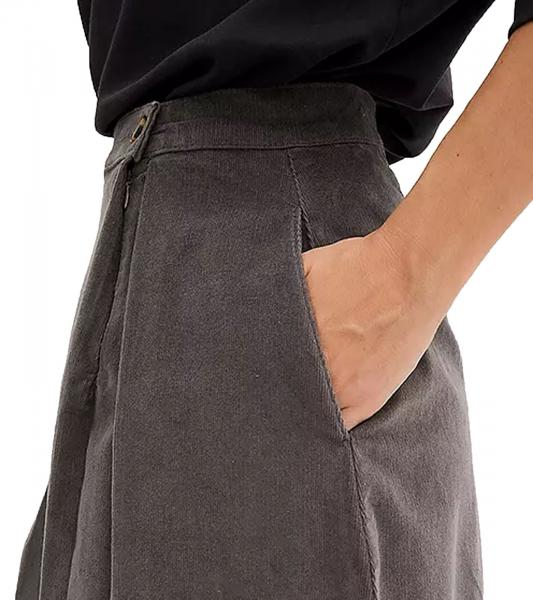Women's Midi Skirt, Corduroy Skirt with Box Pleats, Made from Organic Cotton, Pleated Skirt, Plus Sizes, 908254, Gray