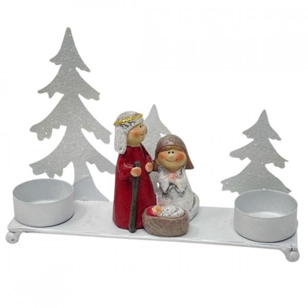 Teelichthalter Weihnachtskrippe Metall rot 20 cm
