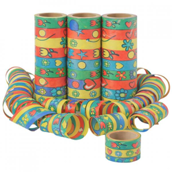 Serpentinen mit Blumen- und Sternmotiven/Halloween, 4 Meter, 3er-Set