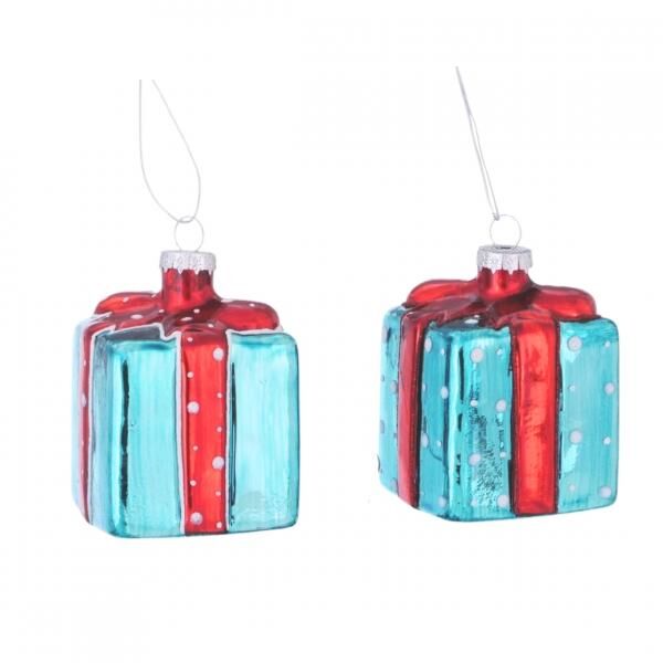 Boltze Weihnachtsanhänger „Jilly Gift“, 7,5 cm, 4er-Set (gemischte Farben)