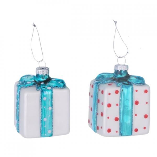 Boltze Weihnachtsanhänger „Jilly Gift“, 7,5 cm, 4er-Set (gemischte Farben)