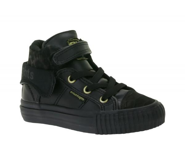 BRITISH KNIGHTS Roco Baby Mid-Top Sneaker mit Leoparden-Muster Kleinkinder Schnür-Schuhe mit hoch- oder umklappbaren Schaft Mädchen B48-3