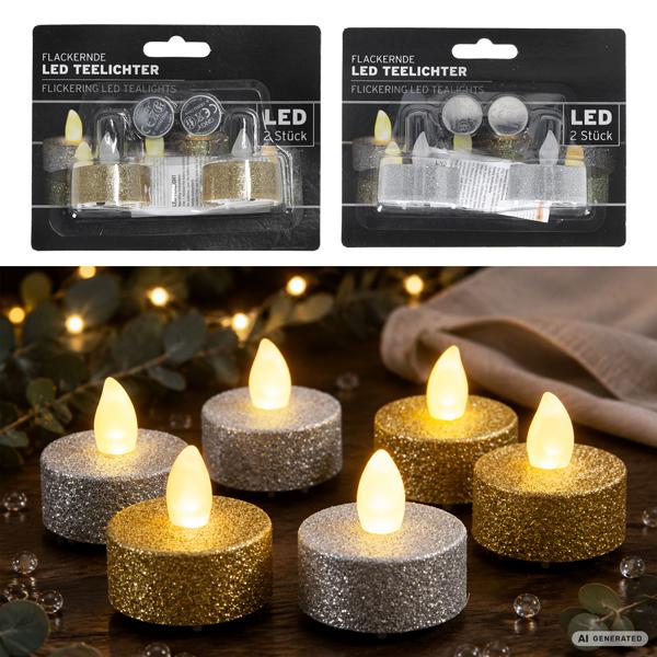 LED Teelicht "Glitter", 2er-Set, 2/s