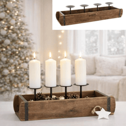 Advent candleholder, brick-shaped, approx. 15x60 cm