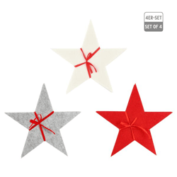 Felt Star Coasters, Set of 4, 28 cm Diameter, 3/s