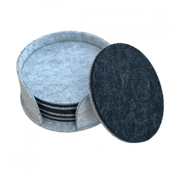 Coasters in holder felt 10 cm set of 4