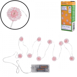 Light chain pink flowers LED on battery 120 cm