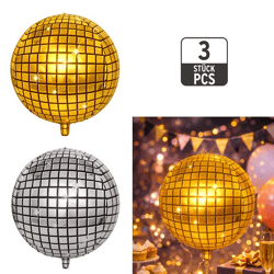 Folienballons, Diskokugel, 3er Set, 2/s, ca. 35cmD