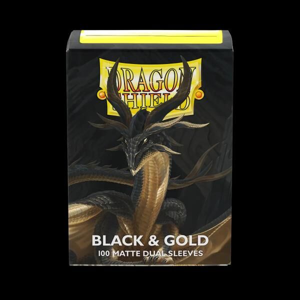 Dragon Shield - Standard Dual Sleeves: Black & Gold [Matte] (100 Sleeves)