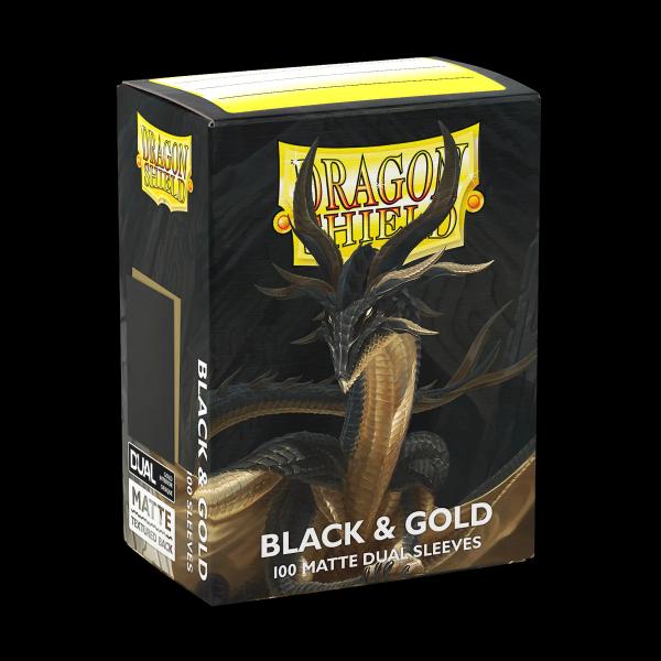 Dragon Shield - Standard Dual Sleeves: Black & Gold [Matte] (100 Sleeves)