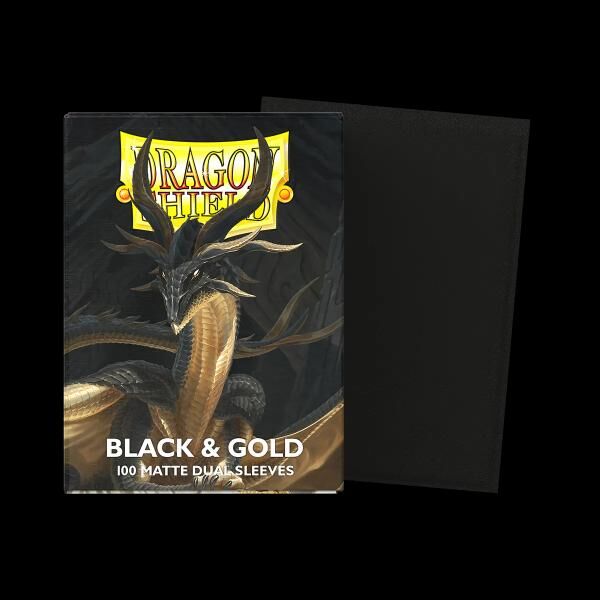 Dragon Shield - Standard Dual Sleeves: Black & Gold [Matte] (100 Sleeves)