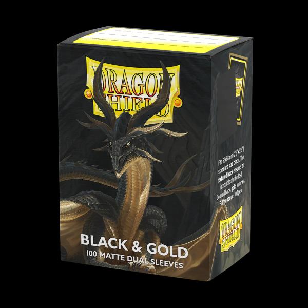 Dragon Shield - Standard Dual Sleeves: Black & Gold [Matte] (100 Sleeves)