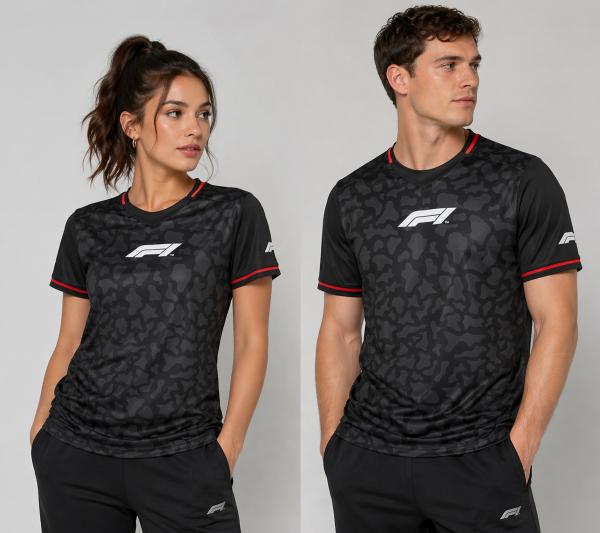 Formula 1 F1 Unisex Rundhals-Shirt mit dezentem Camouflage-Print Sport-Trikot 701222547 001 Schwarz/Rot
