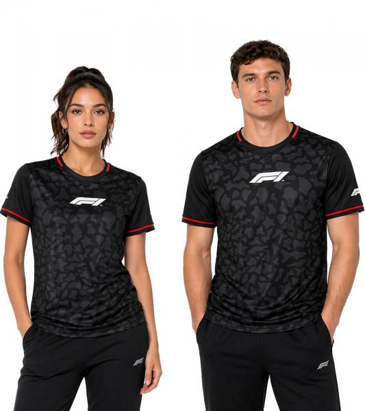 Formula 1 F1 Unisex Rundhals-Shirt mit dezentem Camouflage-Print Sport-Trikot 701222547 001 Schwarz/Rot