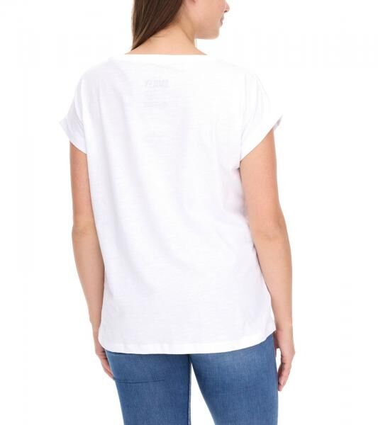 RE:COVERED X Smileyworld Damen T-Shirt mit farbigen Smileys Baumwoll-Shirt Rundhals-Shirt RCSMLYWD460 Wei&szlig;