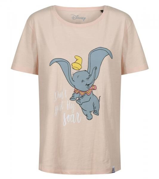 RE:COVERED X Disney Damen T-Shirt mit Dumbo Print Baumwoll-Shirt Rundhals-Shirt RCDIF2069 Rosa